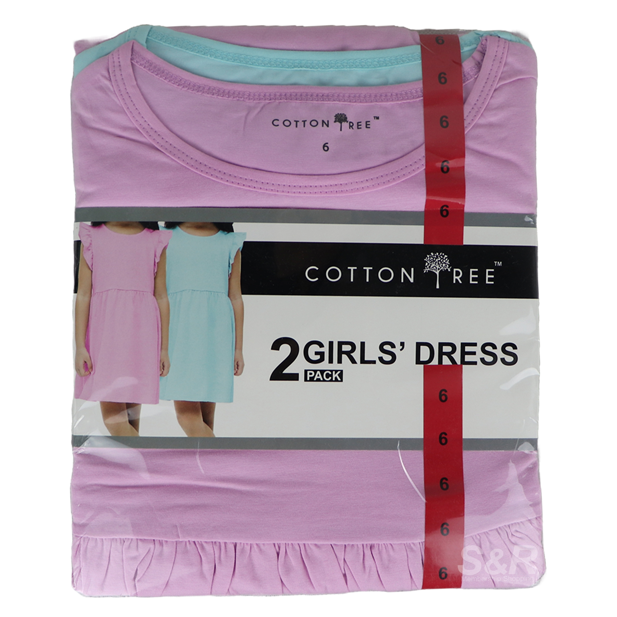 Cotton Tree Girl's Dress with Sleeve 2pcs